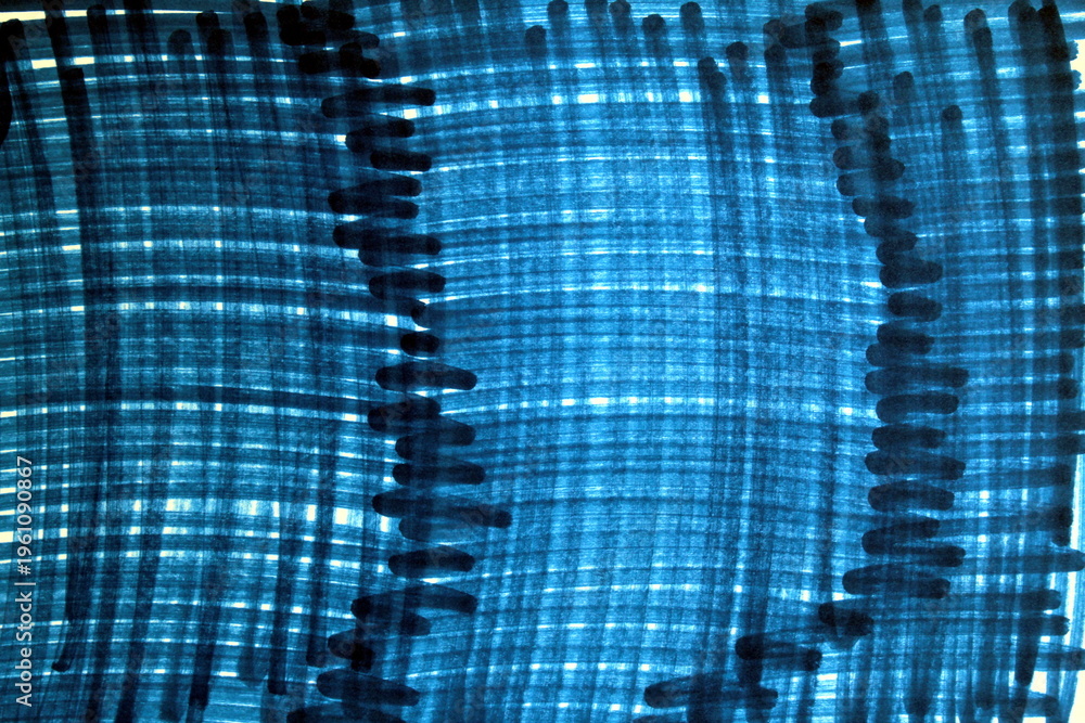 Naklejka premium Abstract texture drawn with blue marker.