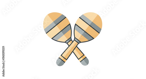 A vector graphic illustration of two crossed maracas in a modern flat design style