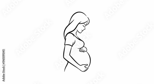 Sketch of a pregnant woman holding her belly