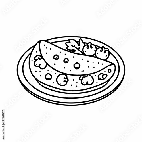 Omelets with garnish and tomatoes