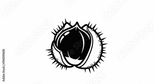 Spiky abstract black and white seed-like design