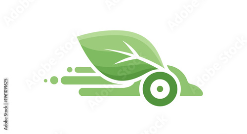 Green leaf eco friendly car symbol.