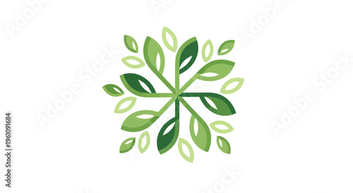 Green leafy circular natural symbol logo.