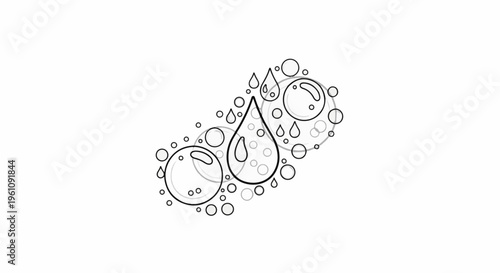 Stylized drops and circles in a flowing, abstract pattern