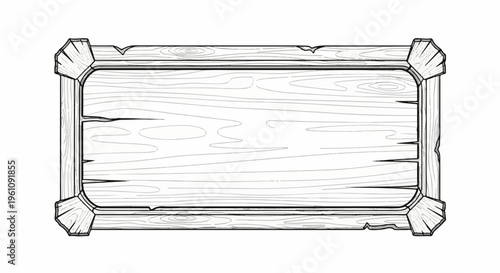 Rustic wooden sign with weathered texture and reinforced corners