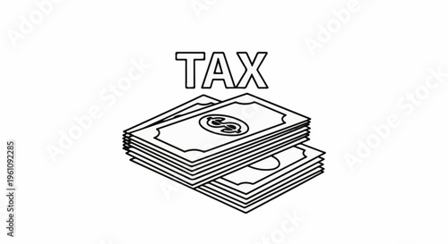 Stack of dollar bills with the word "TAX" above