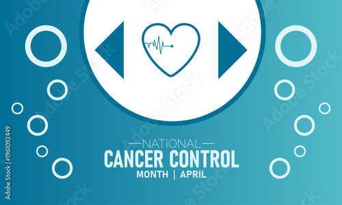 National Cancer Control Month - Icons and Bubbles on Blue Gradient with Health Awareness