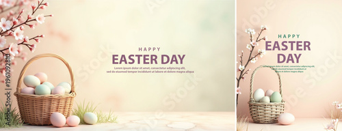Elegant easter day background, Decorative happy easter day background for website, social media template