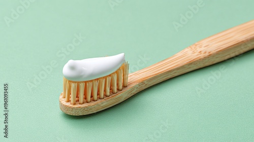 Bamboo Toothbrush with White Toothpaste.