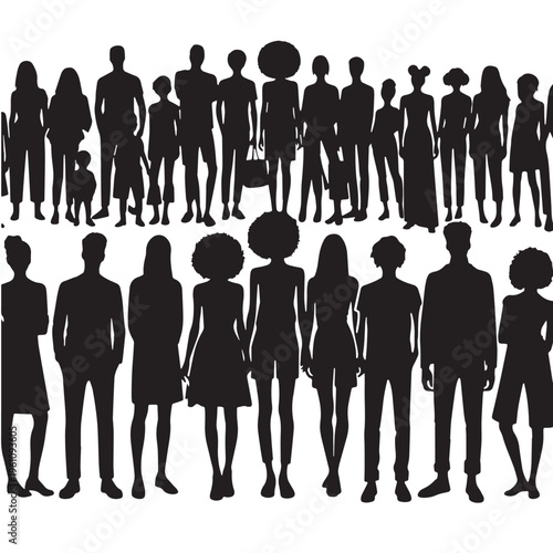 Black Diversity together Silhouette Vector, High Quality Illustration on White Background