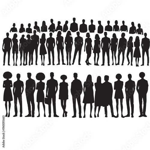 Black Diversity together Silhouette Vector, High Quality Illustration on White Background