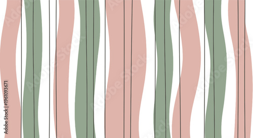 Soft pastel wavy stripes background with a soothing color palette of blush pink, sage green, and subtle grey lines