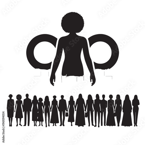 Black Equality Silhouette Vector, High Quality Illustration on White Background
