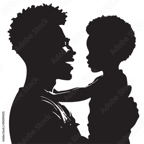 Black Father’s Day  Silhouette Vector, High Quality Illustration on White Background