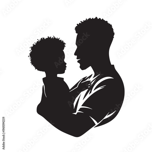 Black Father’s Day  Silhouette Vector, High Quality Illustration on White Background