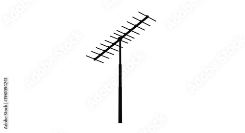 A black silhouette of an old fashioned television antenna