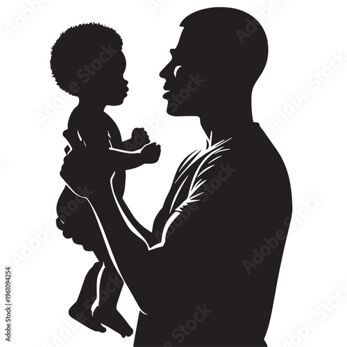Black Father’s Day  Silhouette Vector, High Quality Illustration on White Background