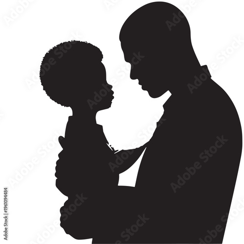 Black Father’s Day  Silhouette Vector, High Quality Illustration on White Background