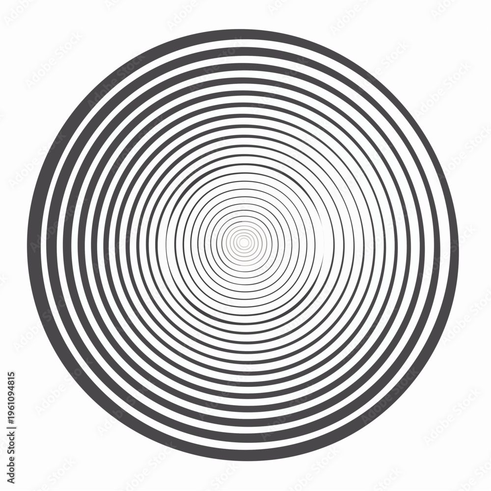 Fototapeta premium Hypnotic concentric spiral optical illusion abstract black and white