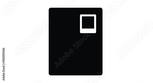 Black rectangle with a smaller white rectangle inset resembling a polaroid