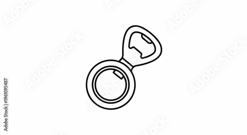 Simple black and white line drawing of a bottle opener with a circular grip