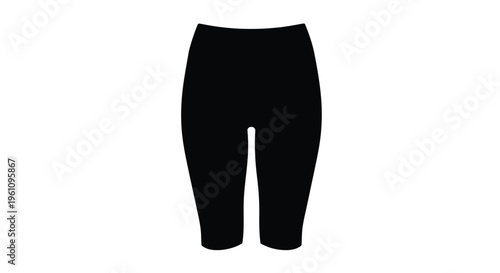 Black silhouette of high waisted biker shorts on a white background