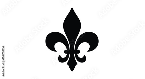 A striking black fleur de lis symbol isolated on a clean white background