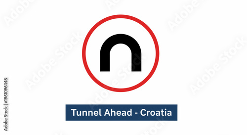 Circular warning sign for tunnel ahead on European roads, indicating a traffic safety alert for motorists entering an underground passage, essential guidance for drivers
