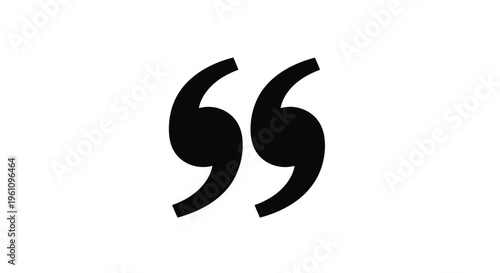 A simple graphic depicting two black quotation marks on a white background