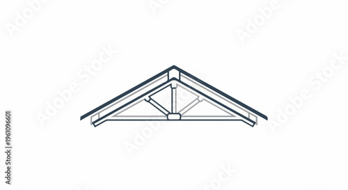 Simple line drawing of a triangular roof truss with internal support structure