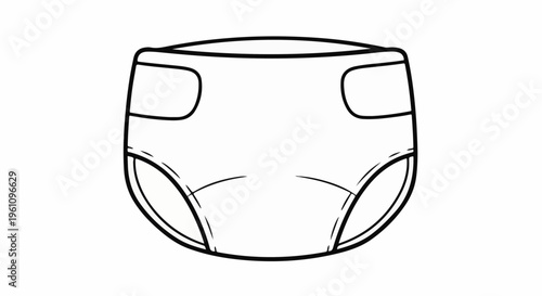 Simple line drawing of an adult diaper, front view