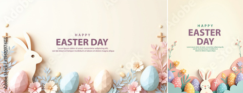 Elegant easter day background, Decorative happy easter day background for website, social media template