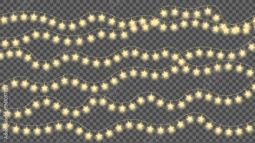 Golden star confetti isolated on transparent background for celebration