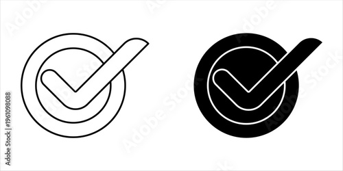 A collection of checkmark icons in minimalist outline and solid styles, checkmark symbols for web design and user interfaces, as well as validation and consent elements.