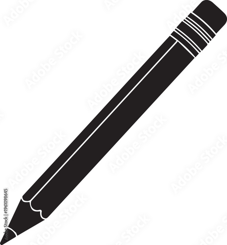 Simple pencil vector silhouette illustration icon for creative sketching and handwriting