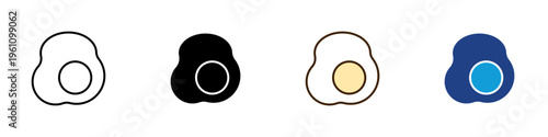 Fried Egg Multiple Style Icon Design Vector - Fried egg representing breakfast ingredient, protein food, and simple meal preparation