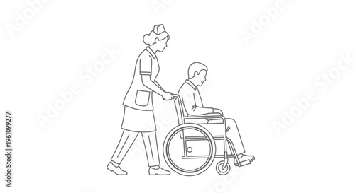Nurse assisting disabled elderly patient.