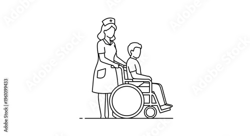 Nurse helping a disabled child.