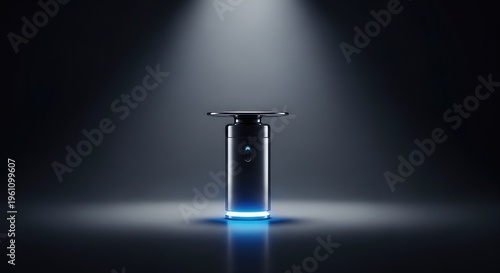 Mysterious cylindrical object illuminated by a spotlight