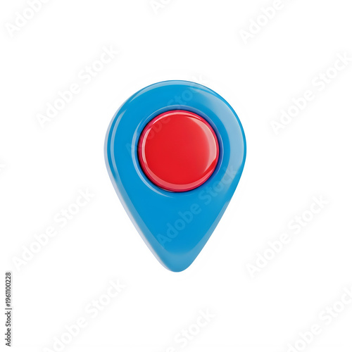 3d rendered location pin with red center blue outline on transparent background Free Download 3d rendered location pin with red center blue outline on transparent background - GFXLoad