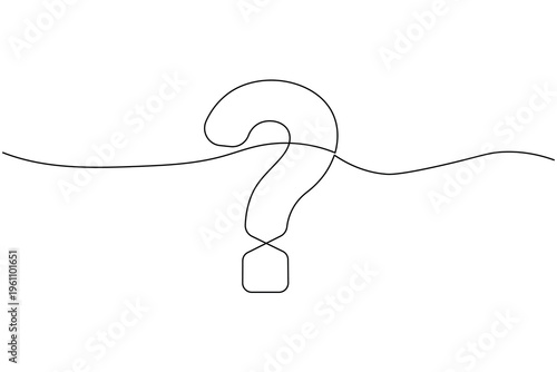 Vector illustration featuring a single line art question mark. This clean and simple design represents doubt, inquiry, and problem solving for creative projects.