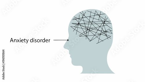 Mental health, anxiety disorder, brain concept, psychology vector, emotional wellness