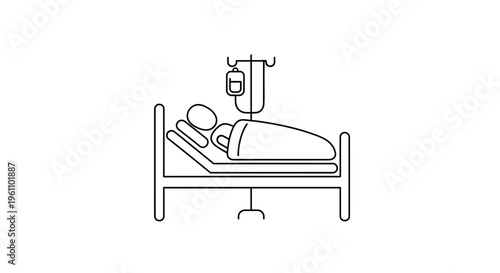 Patient lying in hospital bed.