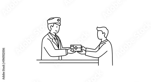 Man receiving package from delivery man.