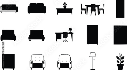 This image is a modern design used for interior design or room layout planning.