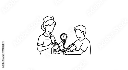 Nurse giving a blood pressure test.