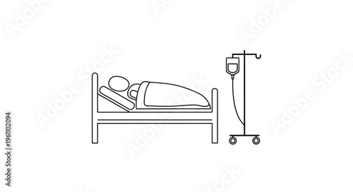 Patient lying in hospital bed.