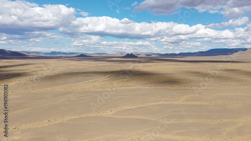 Aerial view of a dry desert mountain landscape