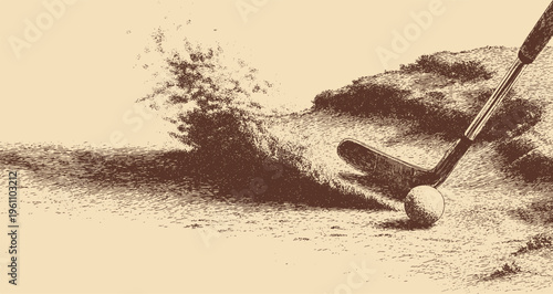 Close-up vector illustration of golf equipment on a golf course. This vector illustration can be used in any size you like for advertising, logos, and other work.