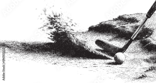 Close-up vector illustration of golf equipment on a golf course. This vector illustration can be used in any size you like for advertising, logos, and other work.